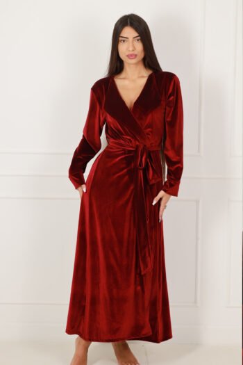 ხალათი ხავერდის, Velvet cake, ქამრით, ბორდო